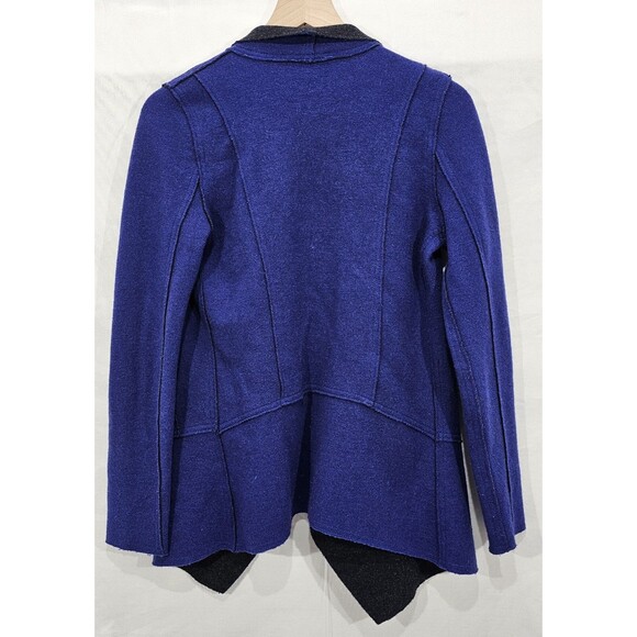 Eileen Fisher Womens Merino Wool Jacket Asymmetric Felted Blue Gray Lagenlook XS - Picture 2 of 14